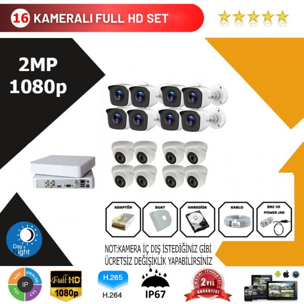 Hilook 16'lı Set 2Mp 1080p Hd Kamera Sistemi…