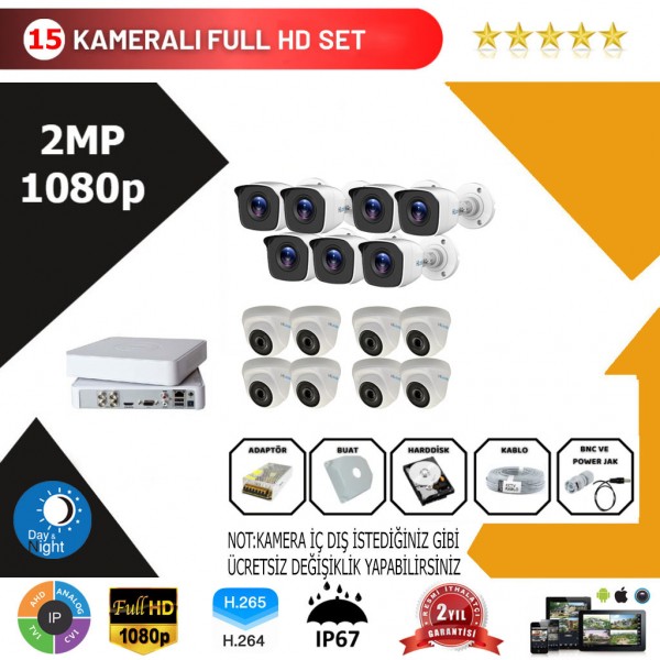 Hilook 15'li Set 2Mp 1080p Hd Kamera Sistemi…