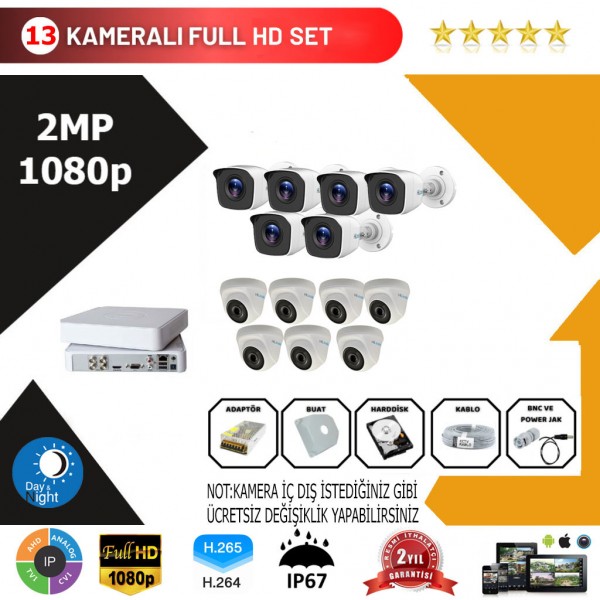 Hilook 13'lü Set 2Mp 1080p Hd Kamera Sistemi…