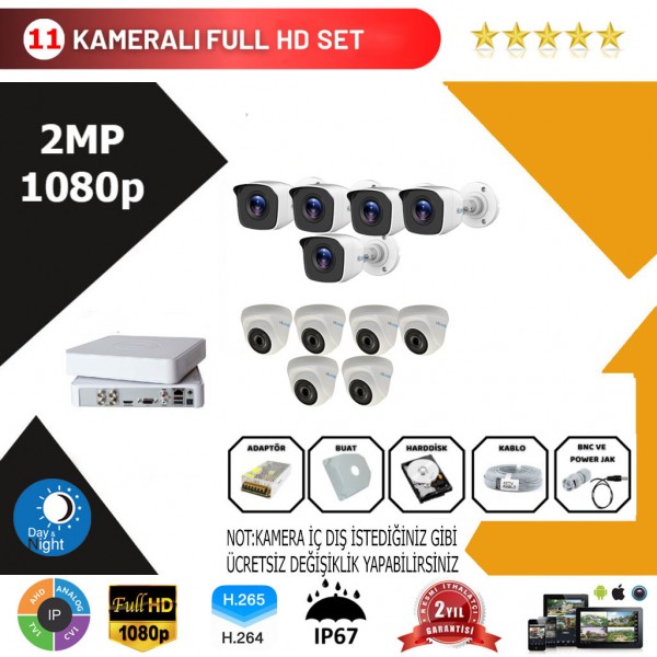 Hilook 11'li Set 2Mp 1080p Hd Kamera Sistemi…