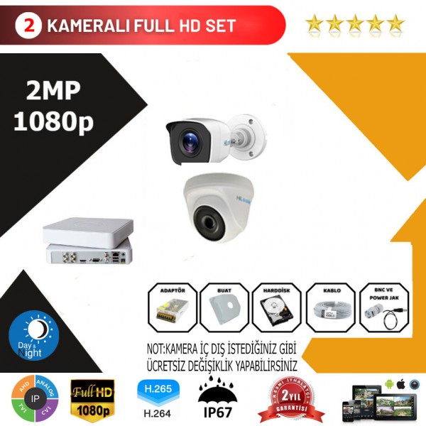 Hilook 2'li Set 2Mp 1080p Hd Kamera Sistemi…