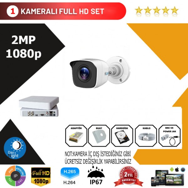 Hilook 1'li Set 2Mp 1080p Hd Kamera Sistemi…