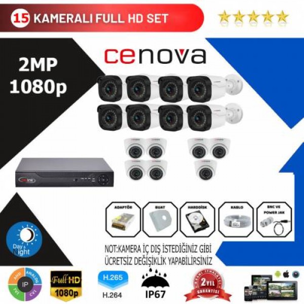 Cenova 15'li Set 2 Mp 1080p Hd Kamera Sistemi…