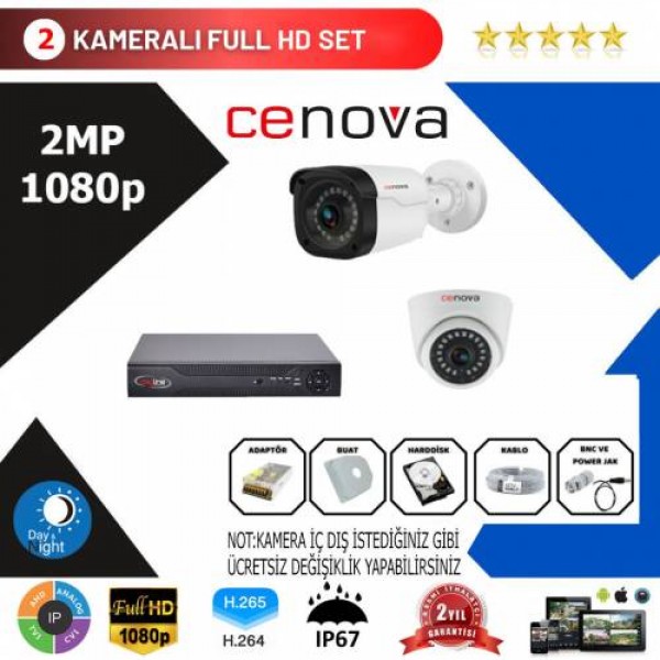 Cenova 2'li Set 2 Mp 1080p Hd Kamera Sistemi…