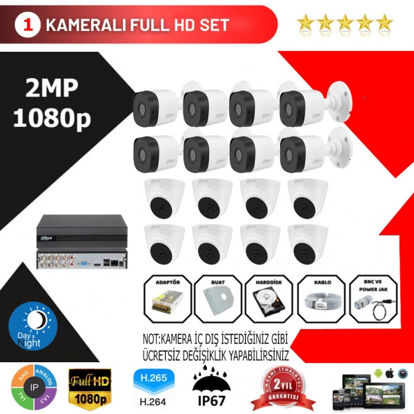 Dahua 16'lı Set 2mp 1080p Hd Kamera Sistemi…