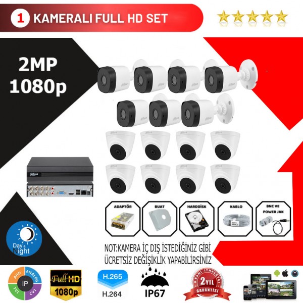 Dahua 15'li Set 2mp 1080p Hd Kamera Sistemi…