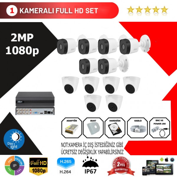 Dahua 12'li Set 2mp 1080p Hd Kamera Sistemi…