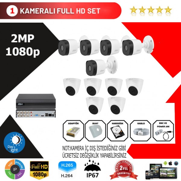 Dahua 11'li Set 2Mp 1080p Hd Kamera Sistemi…