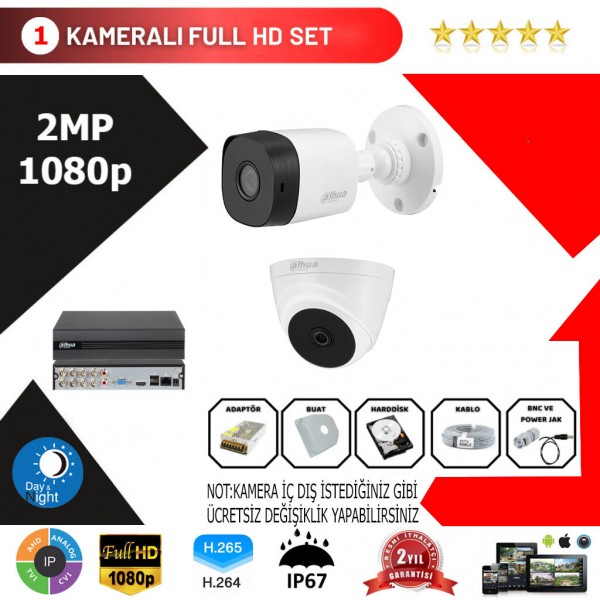 Dahua 2'li Set 2Mp 1080p Hd Kamera Sistemi…