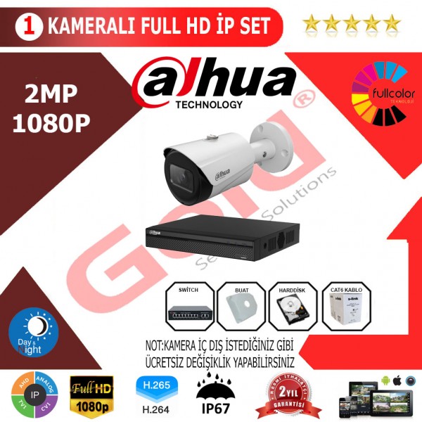 Dahua 1'li 2MP 1080P İP Kamera Seti…