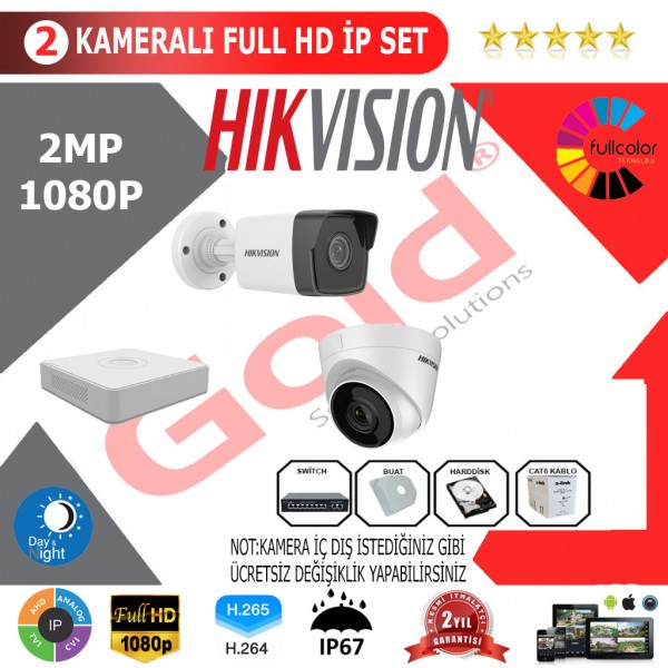 Hikvision 2'li 2MP 1080P İP Seti…