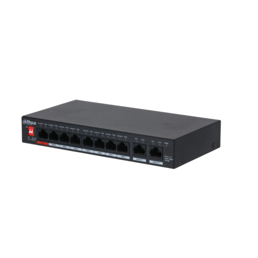 Dahua PFS3010-8GT-96-V2 8 Port Gigabit PoE Switch ( 8GE PoE + 2GE , Toplam 96W PoE )