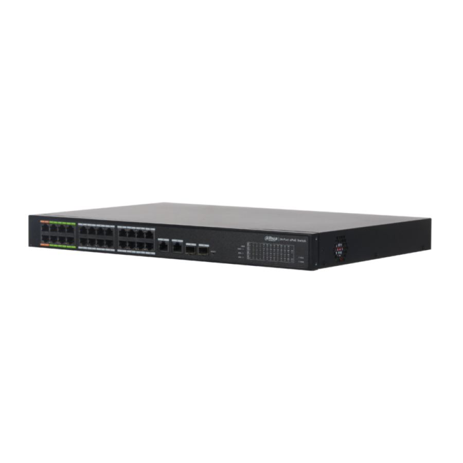 Dahua LR2226-24ET-360 24 Port Yönetilebilir ePoE Switch ( 8 e-PoE+16FE PoE +2 GE+2GE SFP) ( Tek Kablo ile 800 metre )