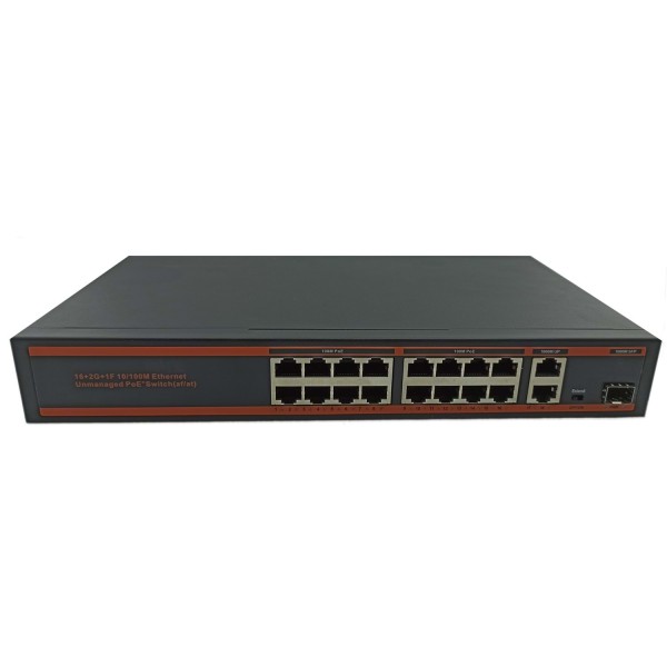 Nova ND1PD1622L 16 Port Poe+ 10-100 Mbps 2 Port 10-100-1000 Mbps Uplin…